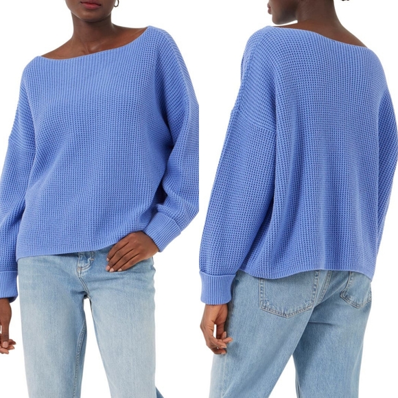 French Connection Sweaters - French Connection Millie Mozart Waffle Knit pullover Sweater XS cerulean blue